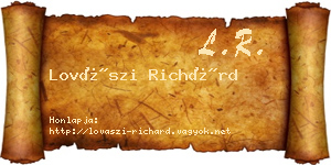 Lovászi Richárd névjegykártya
